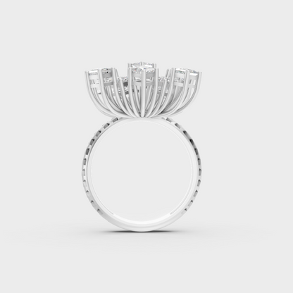 On-finger motion showing off the extraordinary fire and Brilliant Sparkle of a 2.21ct White Gold Cocktail Ring.