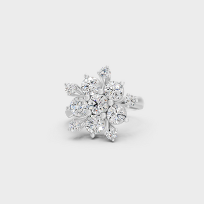 Breathtaking brilliance of a 2 Carat Round Cut Lab-Grown Diamond Cocktail Ring in solid 950 Platinum.