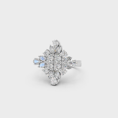 Breathtaking brilliance of a 1.64 Carat Multishape Lab-Grown Diamond Cocktail Ring in solid 950 Platinum.