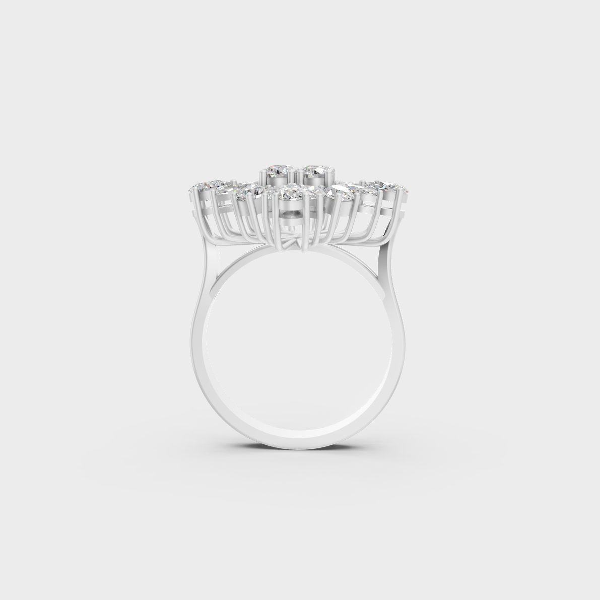On-finger motion showing off the extraordinary fire and Brilliant Sparkle of a 1.64ct White Gold Cocktail Ring.