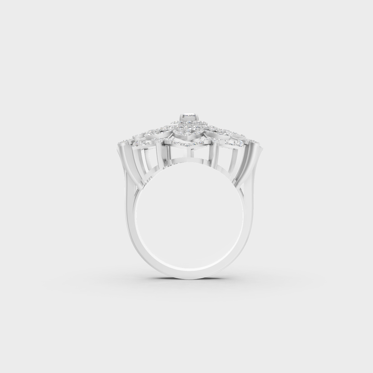 On-finger motion showing off the extraordinary fire and Brilliant Sparkle of a 0.81ct White Gold Cocktail Ring.