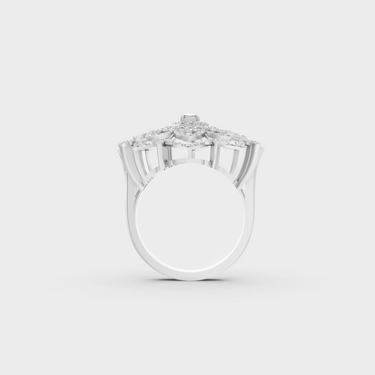 On-finger motion showing off the extraordinary fire and Brilliant Sparkle of a 0.81ct White Gold Cocktail Ring.