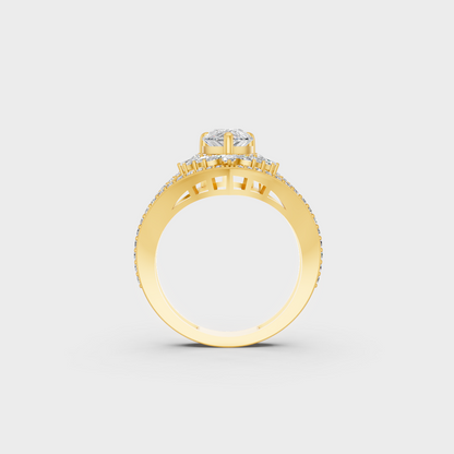 On-model hand wearing a 2ct Multishape Lab Diamond Cocktail Ring to show its Brilliant Sparkle in 9K Yellow Gold.
