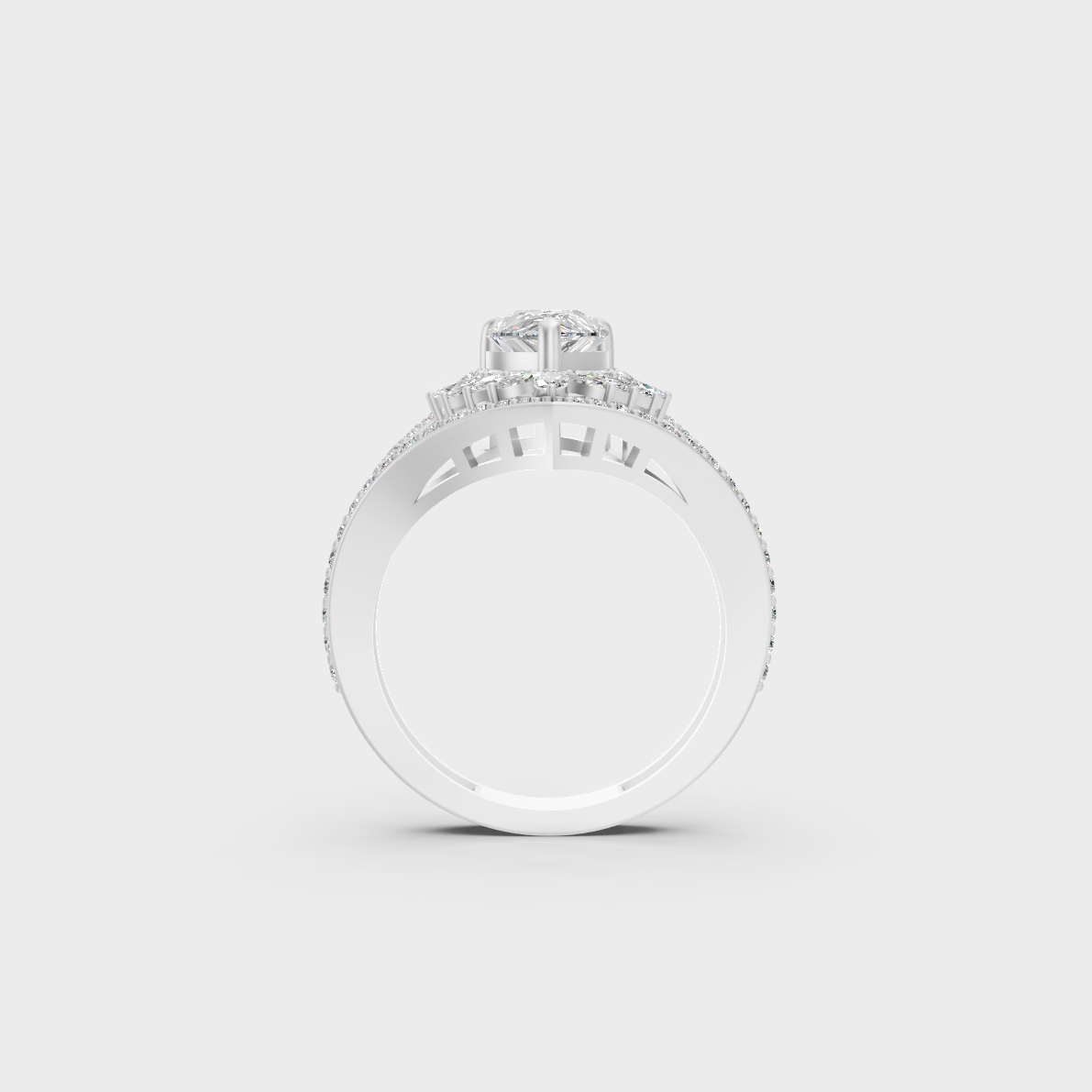 On-finger motion showing off the extraordinary fire and Brilliant Sparkle of a 2ct White Gold Cocktail Ring.