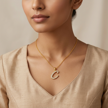Shop our custom "C" Alphabet Lab Grown Diamond Pendant with Chain. Available in 9K, 14K, 18K Yellow, White, Rose Gold & 950 Platinum. Conflict-free luxury shipped worldwide.
