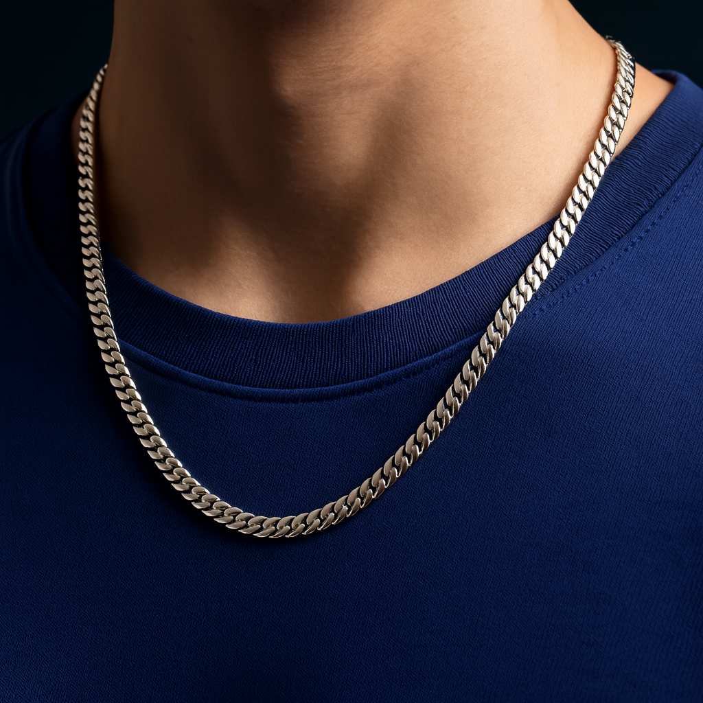Sleek platinum Miami Cuban link chain for men