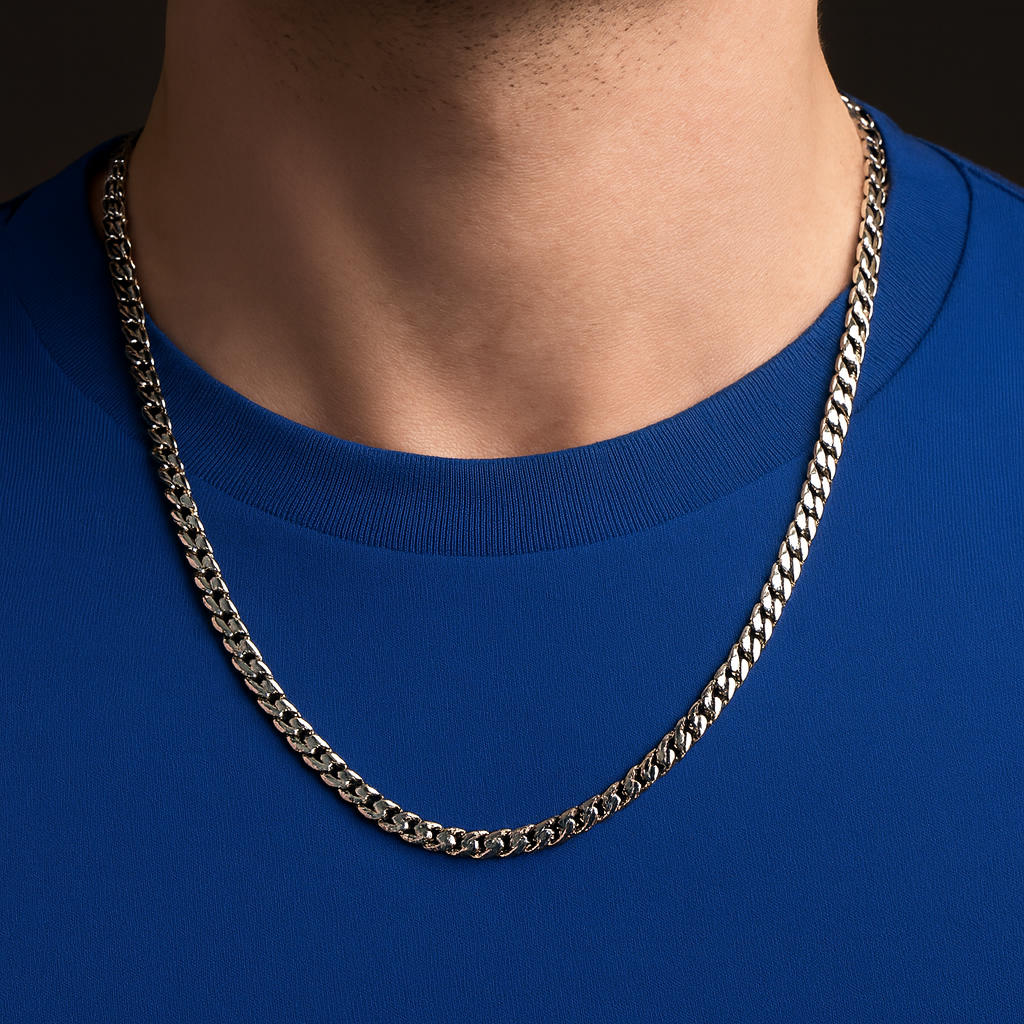 Sleek platinum Miami Cuban link chain for men