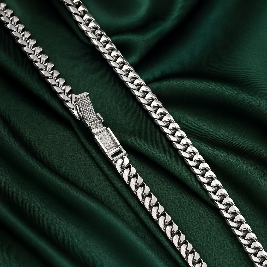 Men’s Miami Cuban link platinum chain high polish