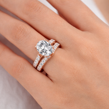 Rose Gold 3.78 Carat Diamond Hidden Halo Ring Set