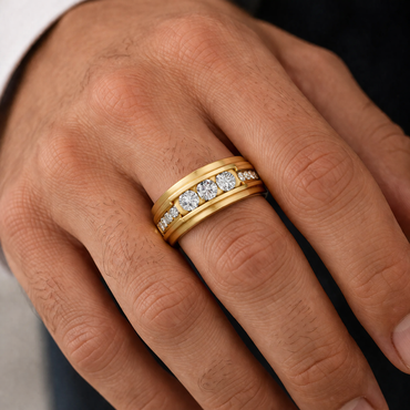 Luxury Yellow Gold Men’s Statement Band With Certified