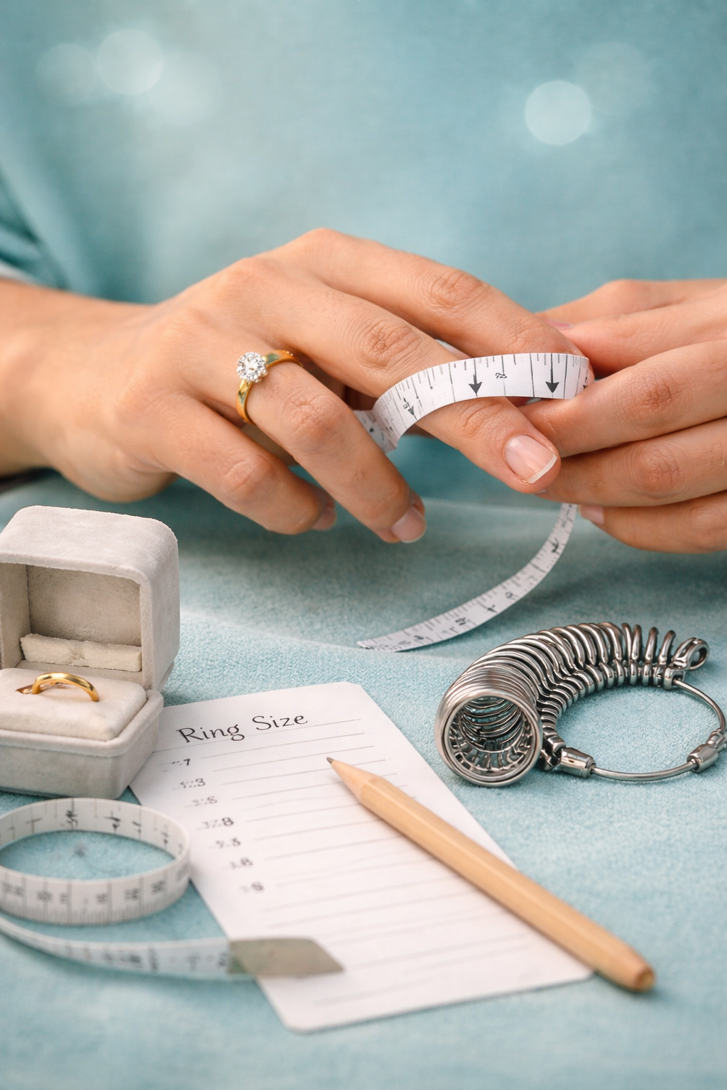 jewellery ring size chart with measurements
