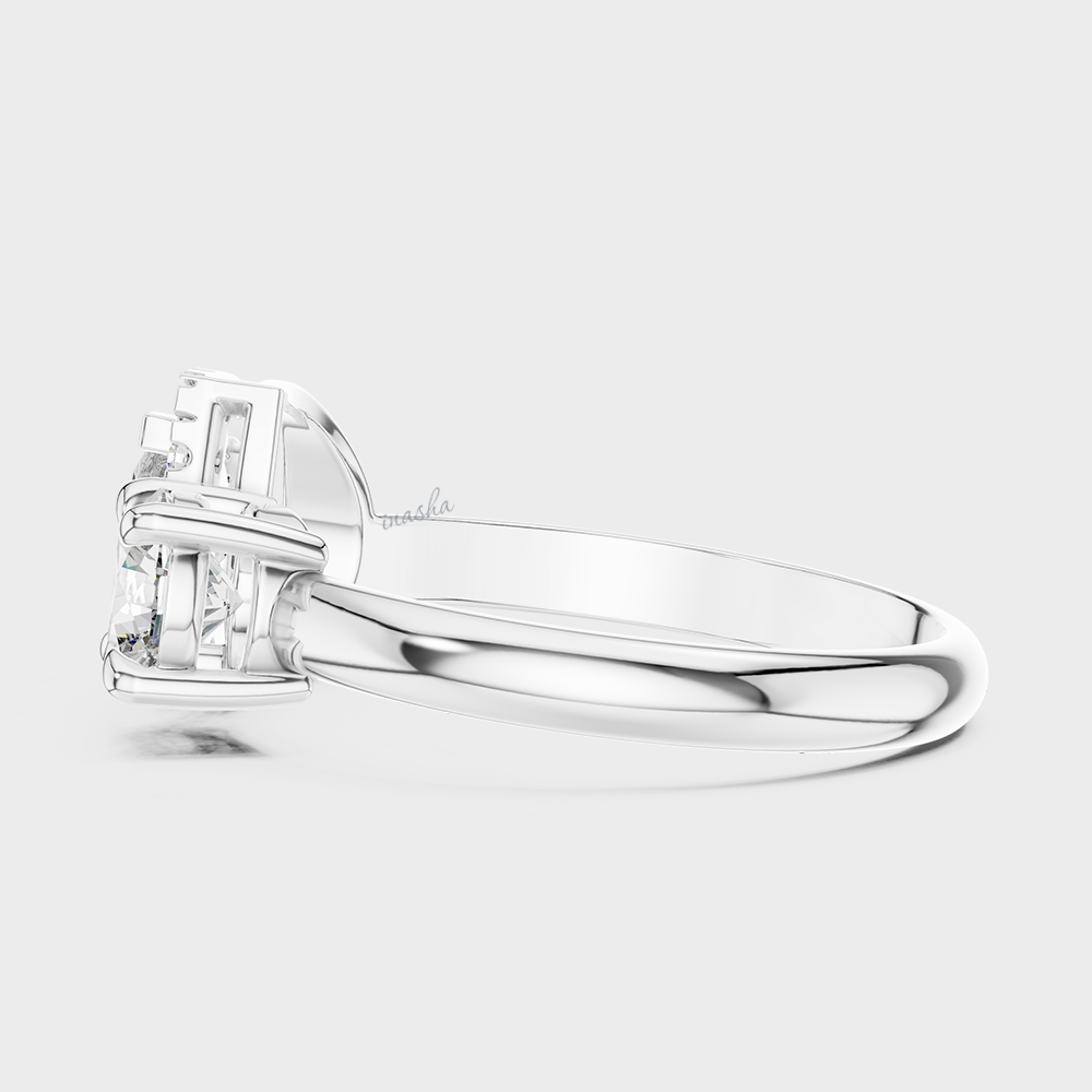 Modern Pear Round Lab Grown Diamond Ring in platinum