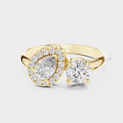 Gold ring with two diamond stones 