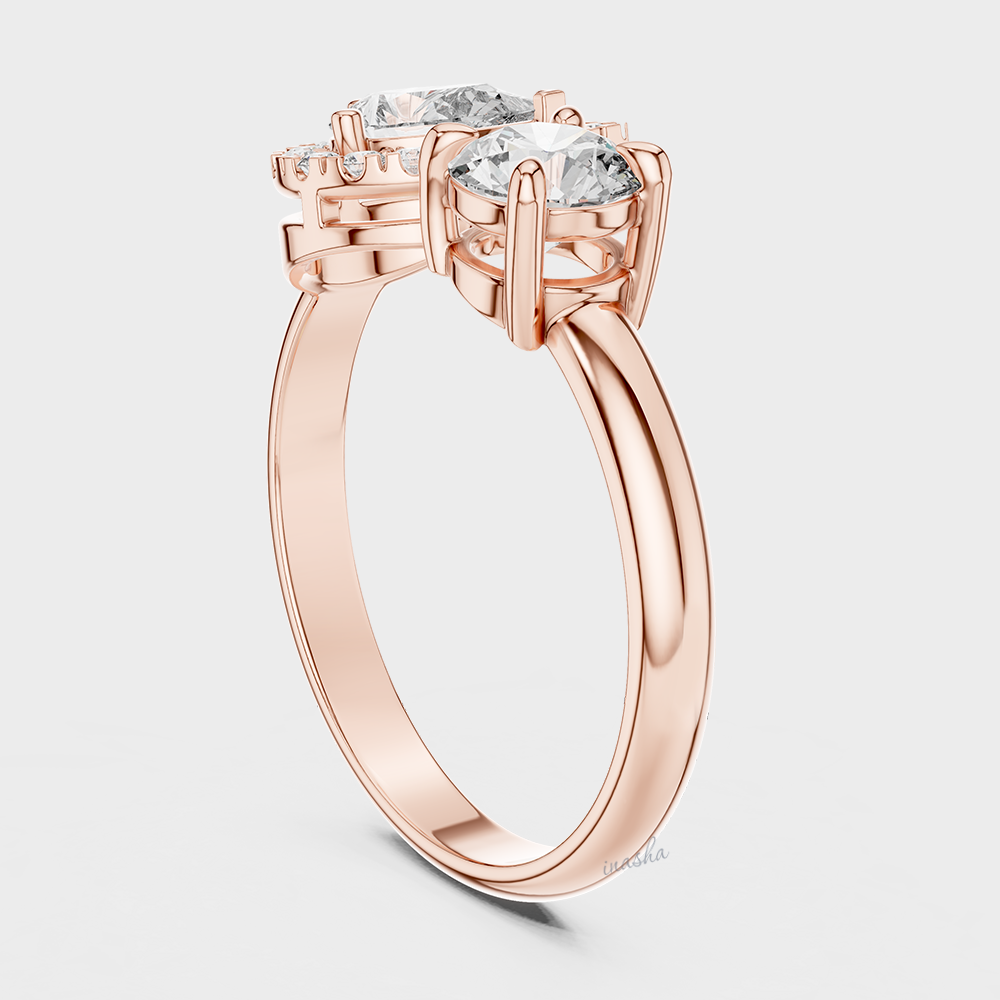 Ethical Lab Grown Diamond Pear Round Engagement Ring in Rose Gold