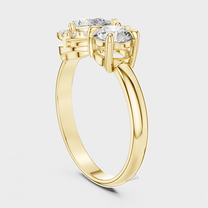 Lab Grown Diamond Engagement Ring Pear Round Cut in Gold