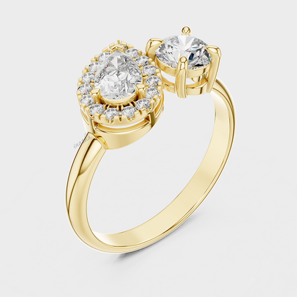 Gold ring with two diamond-like stones 