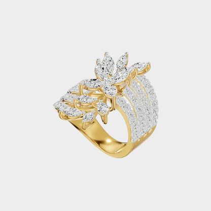 Sustainable yellow gold cocktail ring with Gli certified round-cut lab diamonds