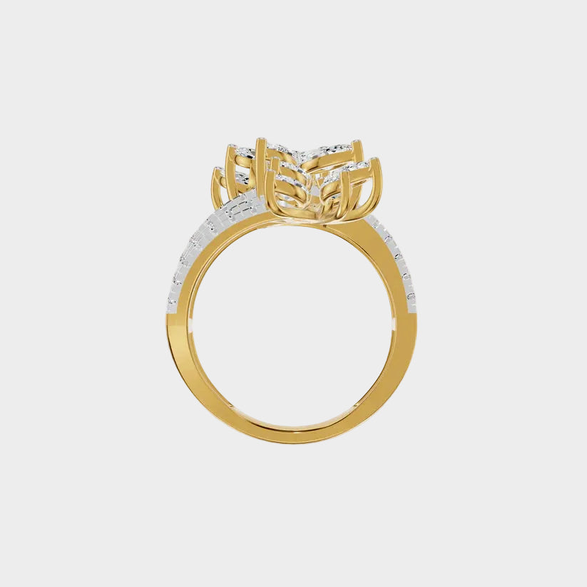 Hallmarked yellow gold cocktail ring with brilliant ethical diamonds