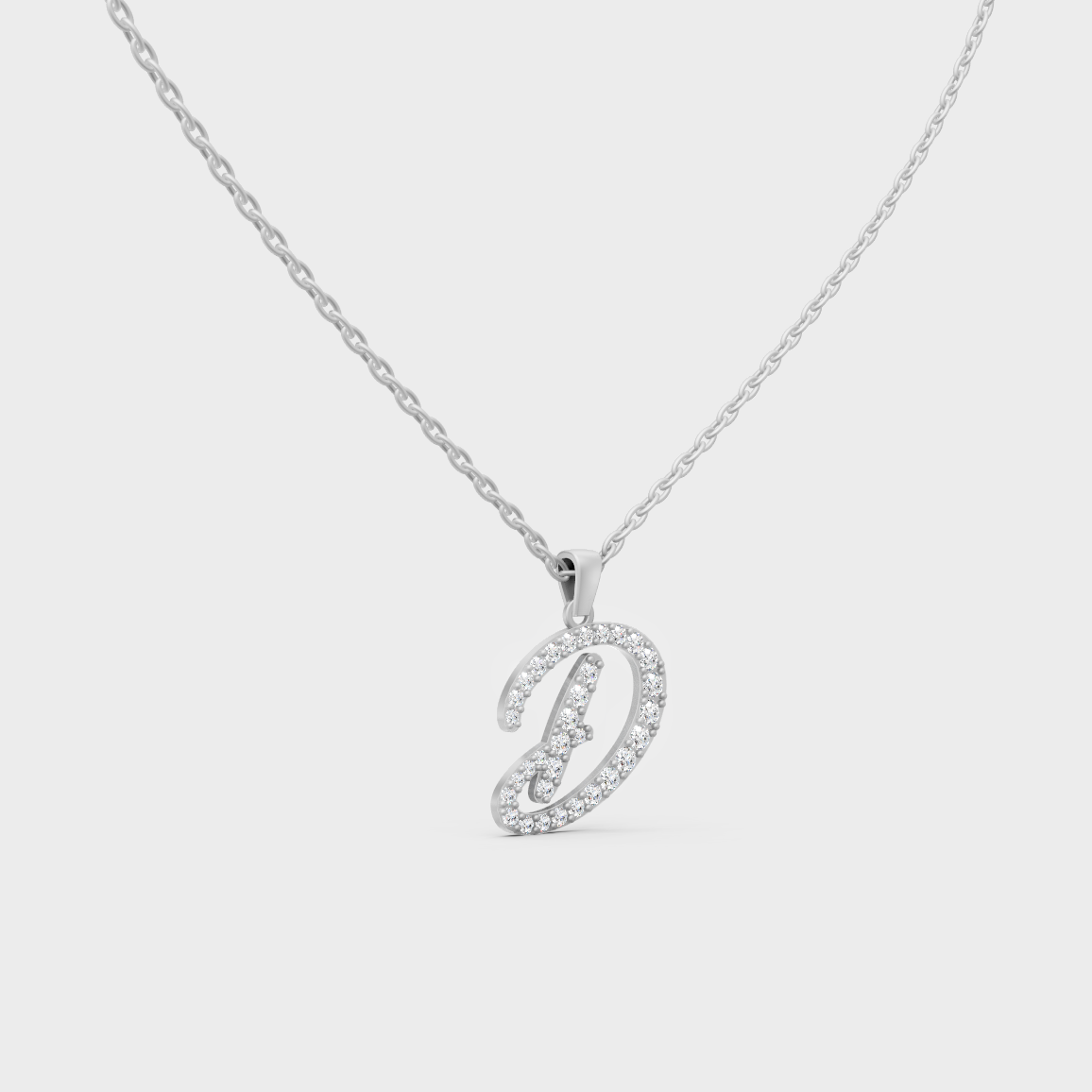 Hypoallergenic 950 Platinum "D" Alphabet Lab Grown Diamond Pendant with Matching Chain