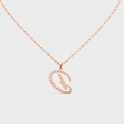 Trendy 9K Rose Gold Initial Letter D Pendant Necklace Featuring Conflict Free Diamonds