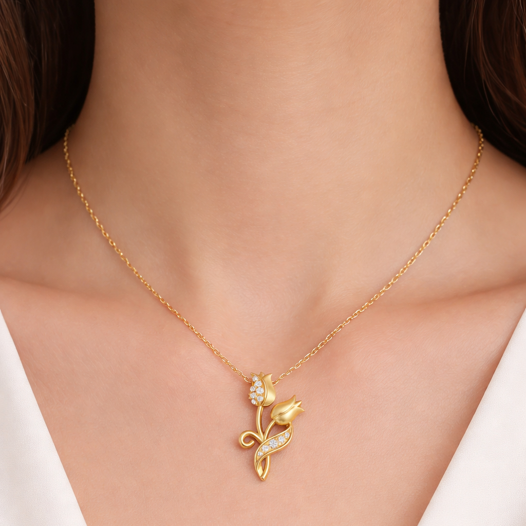 Sustainable Yellow Gold Pendant With Gli Certified Round-Cut Lab-Grown Diamonds