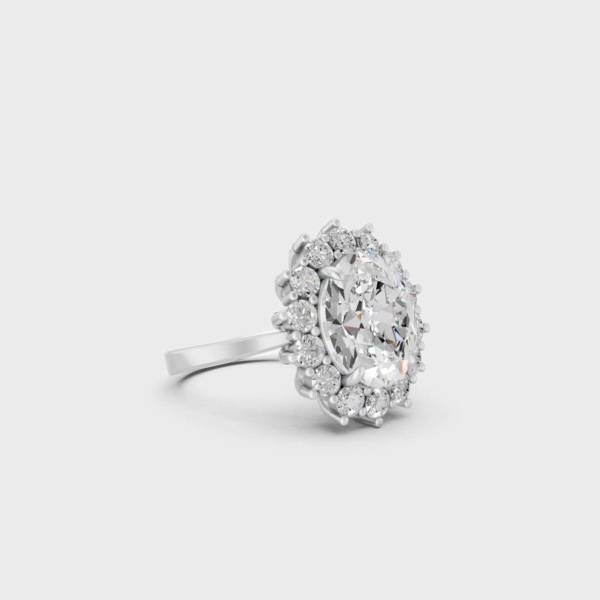 Luxury 6 Ct Diamond Halo Engagement Ring showcasing crisp 18K White Gold.