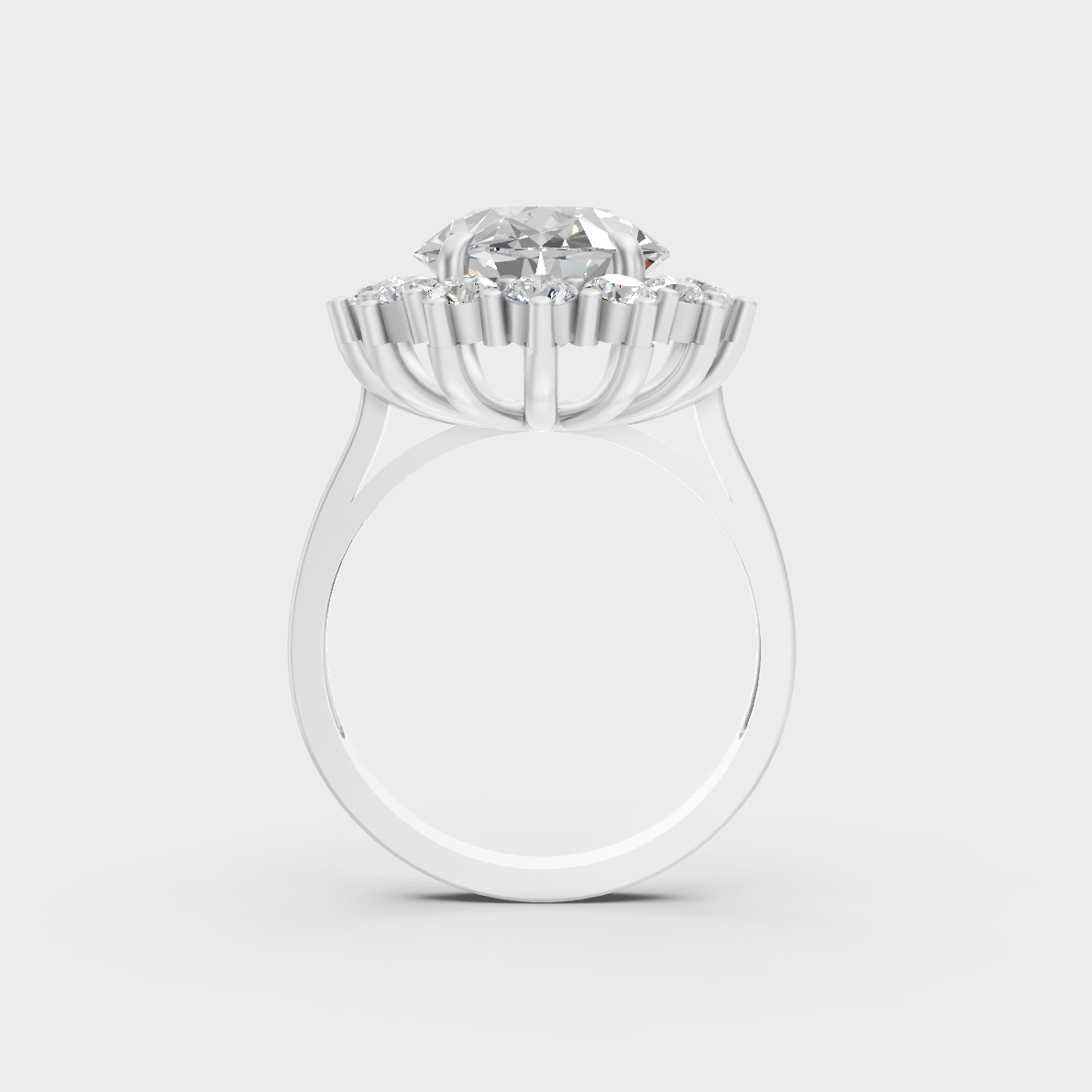 Premium 6 Ct Certified Lab-Grown Diamond Halo Ring, handcrafted in 14K White Gold.