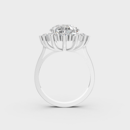 Premium 6 Ct Certified Lab-Grown Diamond Halo Ring, handcrafted in 14K White Gold.