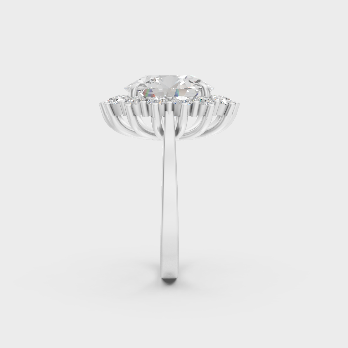 Certified 6 Ct Oval and Round-Cut Lab-Grown Diamond Halo Ring in 950 Platinum.