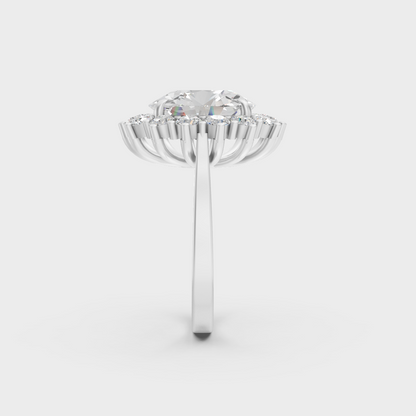 Certified 6 Ct Oval and Round-Cut Lab-Grown Diamond Halo Ring in 950 Platinum.