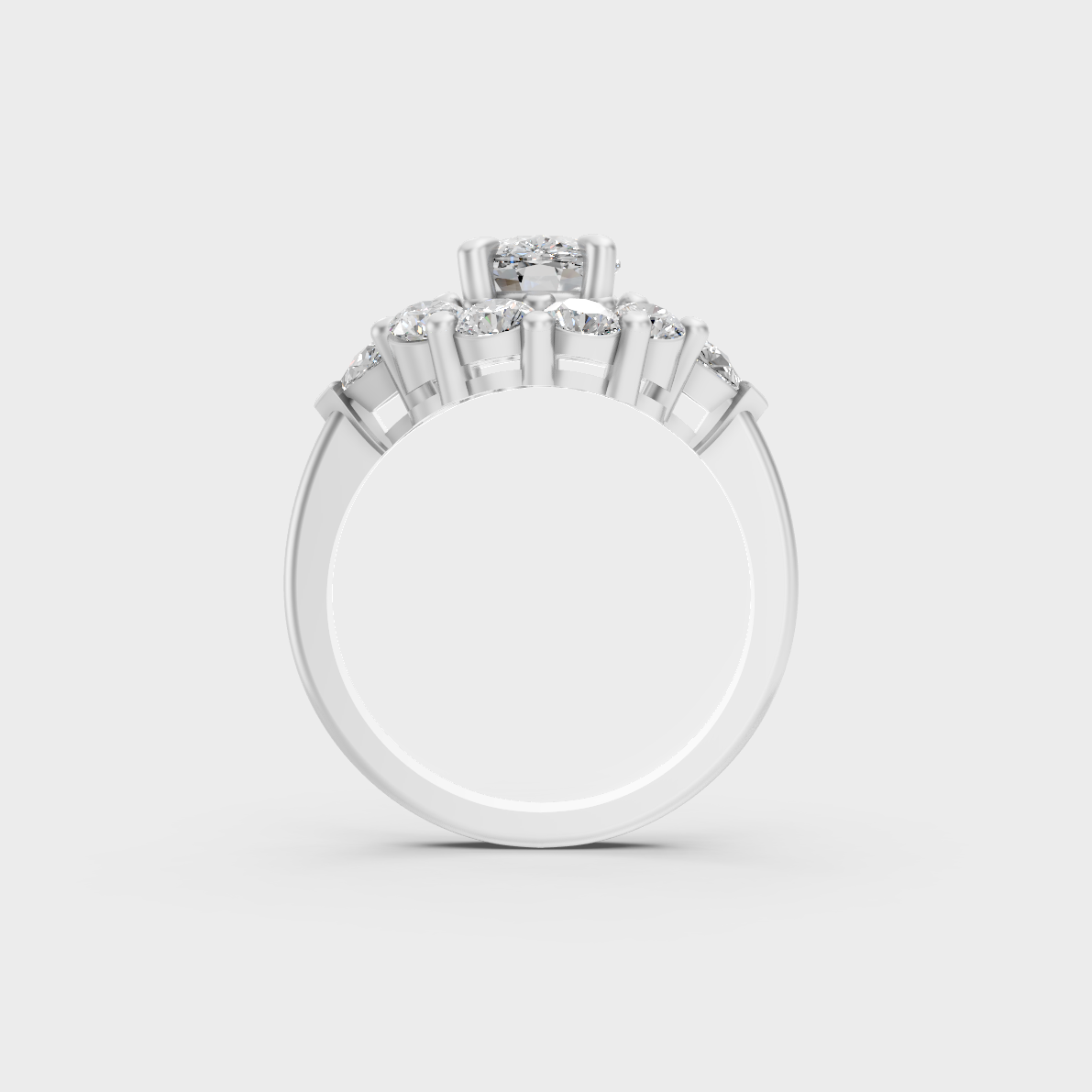 Minimalist Yet Grand 4.12 Ct Multishape Lab-Grown Diamond Ring in polished White Gold.