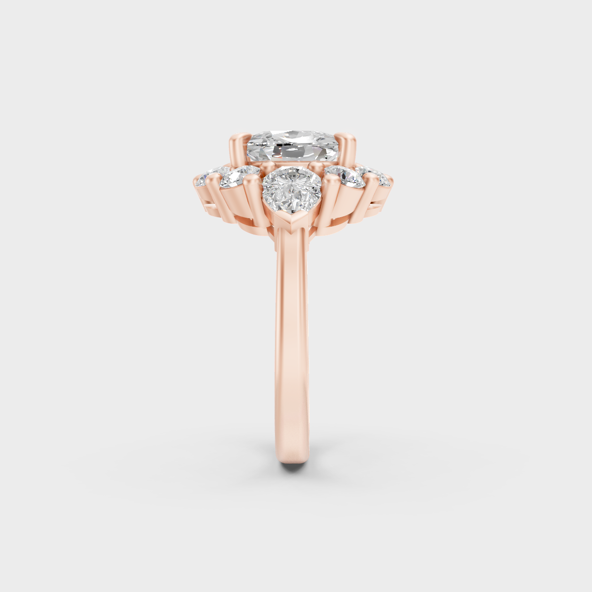 Ethical Luxury 4.12 Ct Multishape Lab-Grown Diamond Ring, elegant statement in 18K Rose Gold.