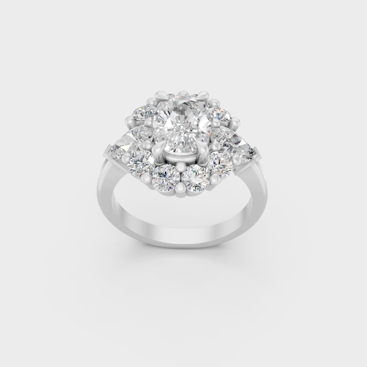 High-Durability 4.12 Ct Multishape Lab-Grown Diamond Engagement Ring, premium 950 Platinum.