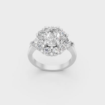 High-Durability 4.12 Ct Multishape Lab-Grown Diamond Engagement Ring, premium 950 Platinum.