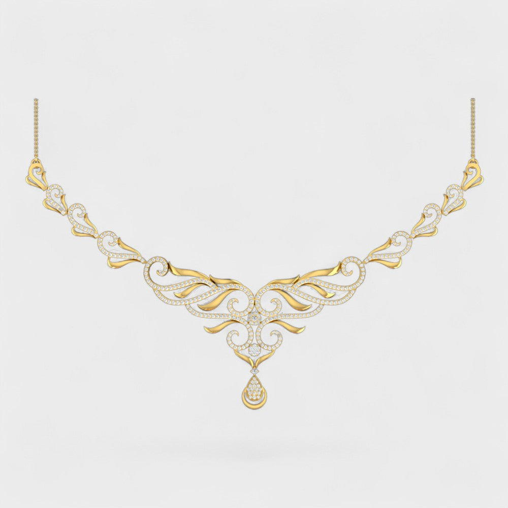Classic Yellow Gold Lab Grown Diamond Necklace