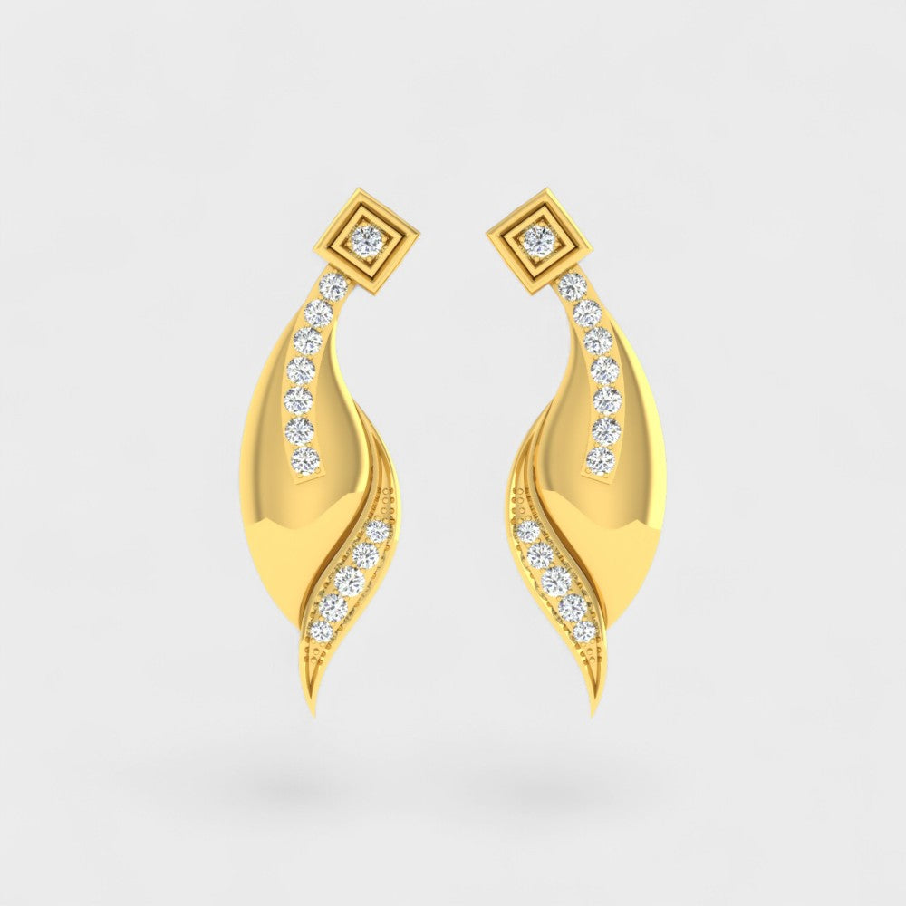 Lab-Grown Round Cut Diamond Earrings in Yellow Gold Fine Jewellery