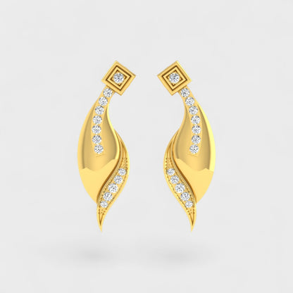 Lab-Grown Round Cut Diamond Earrings in Yellow Gold Fine Jewellery