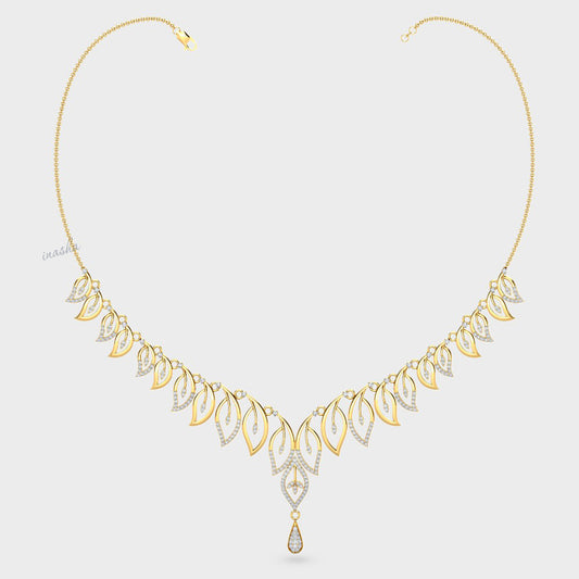 Elegant Round Cut Lab-Grown Diamond Necklace crafted in 9K, 14K, or 18K Yellow Gold.