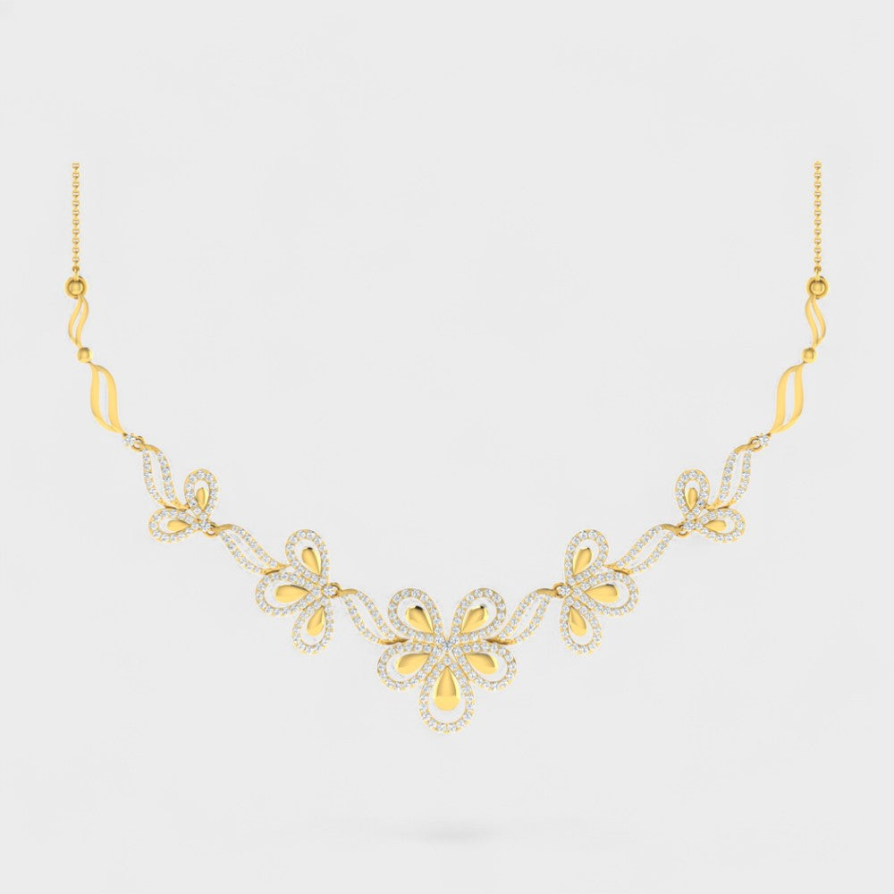 Certified Lab Diamond Necklace Round Cut in Hallmark Yellow Gold