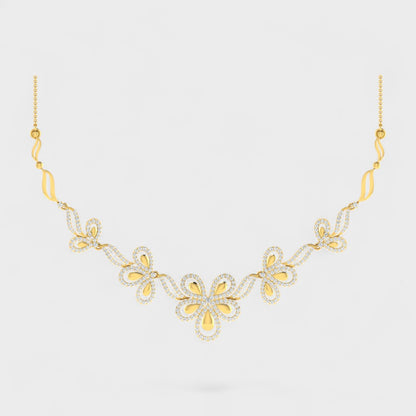 Certified Lab Diamond Necklace Round Cut in Hallmark Yellow Gold