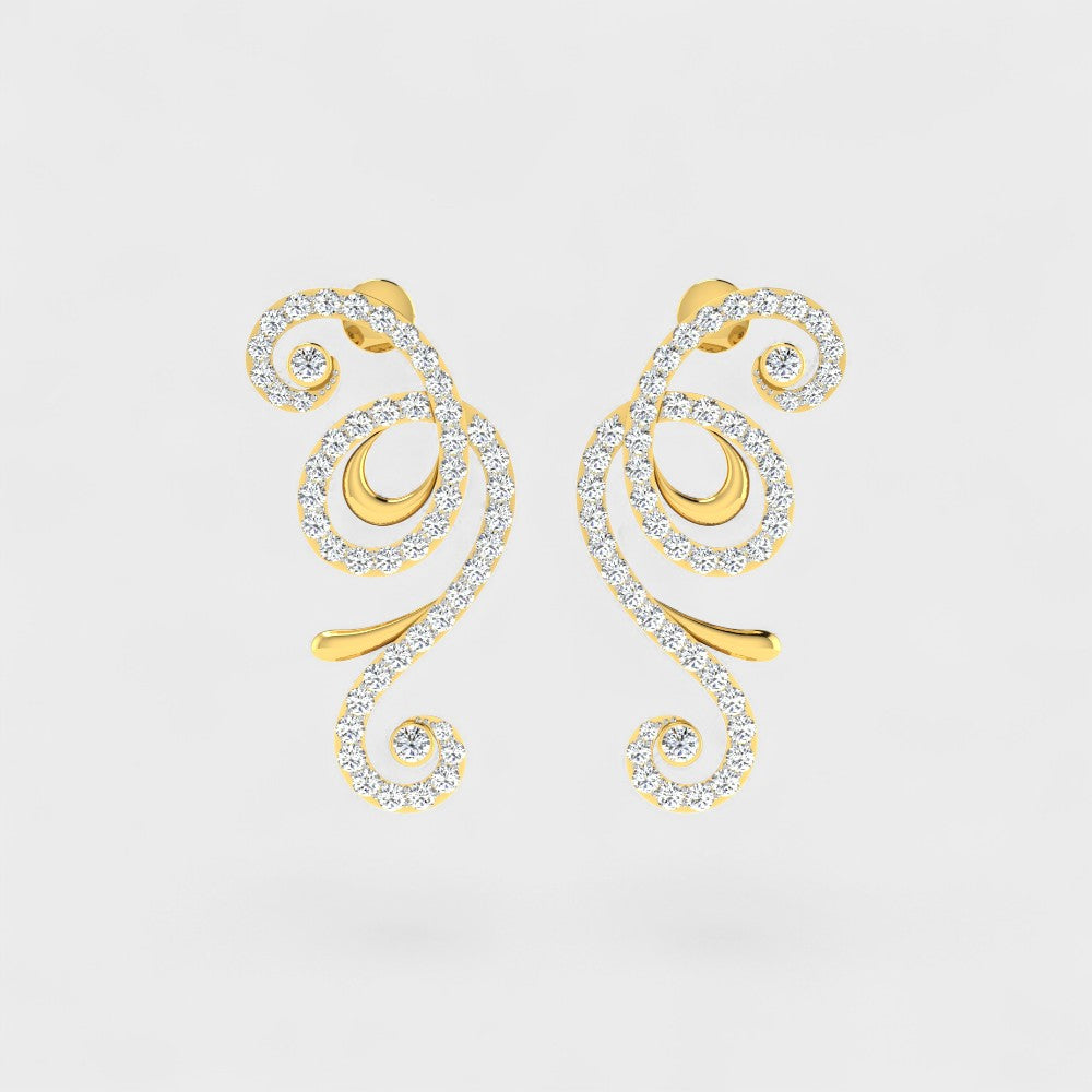 Certified Lab Diamond Earrings Round Cut Hallmark Yellow Gold