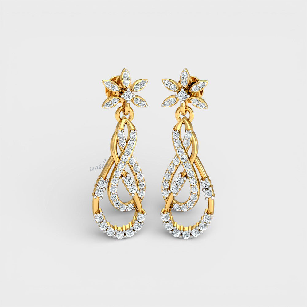 Certified Lab-Grown Diamond Earrings featuring sparkling Round Cut Diamonds in Yellow Gold.