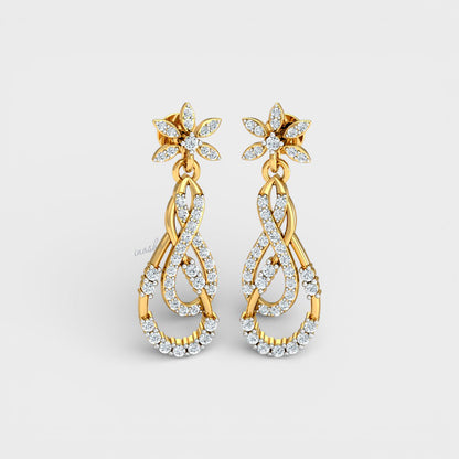 Certified Lab-Grown Diamond Earrings featuring sparkling Round Cut Diamonds in Yellow Gold.