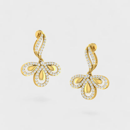 Certified Lab Diamond Earrings Round Cut Hallmark Yellow Gold