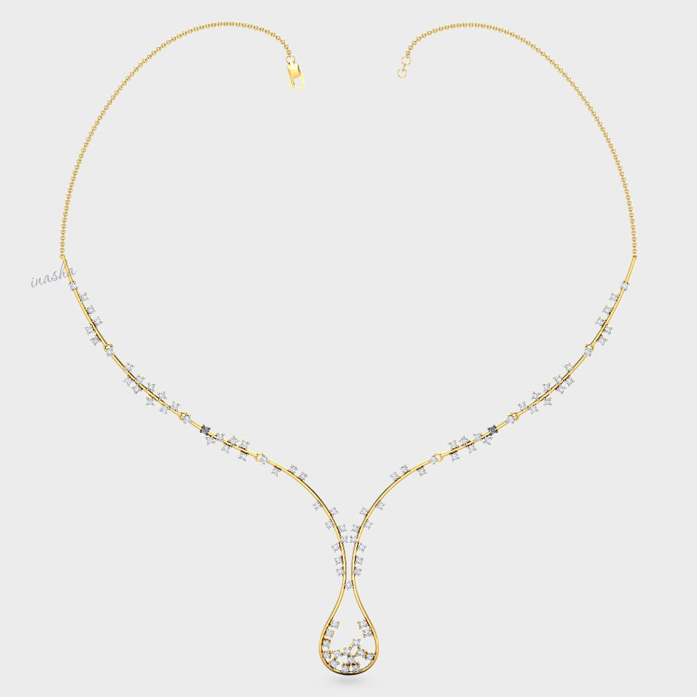 Elegant Round Cut Lab-Grown Diamond Necklace crafted in 9K, 14K, or 18K Yellow Gold.