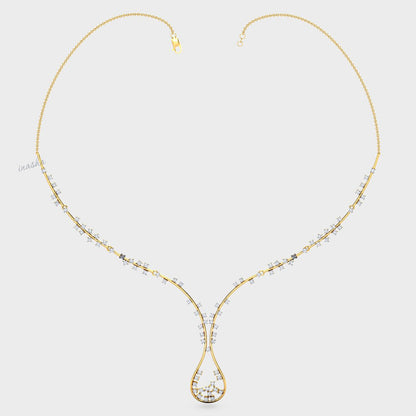 Elegant Round Cut Lab-Grown Diamond Necklace crafted in 9K, 14K, or 18K Yellow Gold.