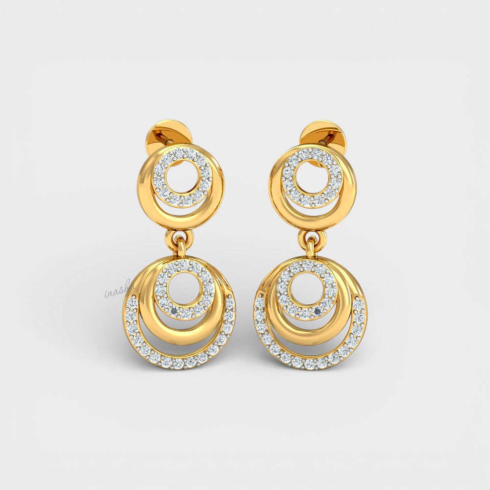 Elegant Round Cut Lab-Grown Diamond Earrings crafted in Hallmark 9K, 14K, or 18K Yellow Gold.
