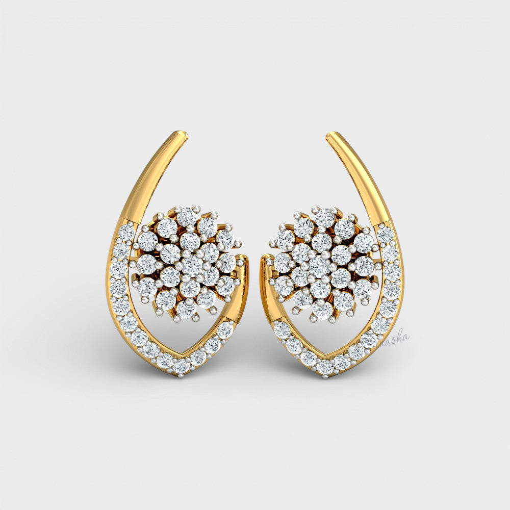 Classic Round Cut Lab-Grown Diamond Earrings crafted in Hallmark Yellow Gold