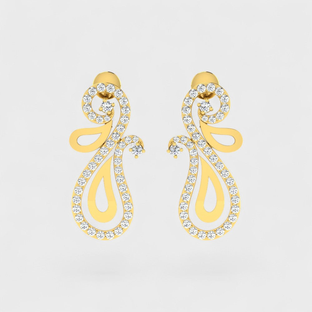 Certified Lab Diamond Earrings Round Cut Hallmark Yellow Gold