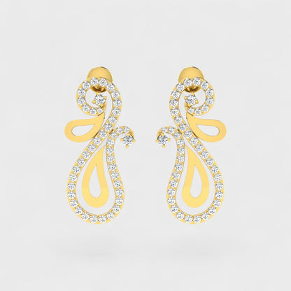 Certified Lab Diamond Earrings Round Cut Hallmark Yellow Gold